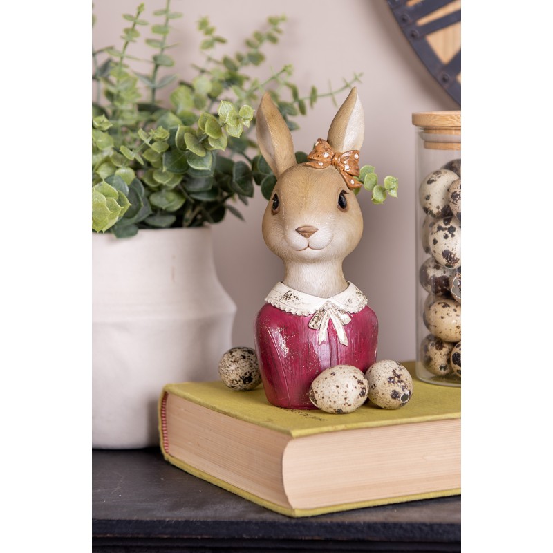 Clayre & Eef Figurine décorative Lapin 7x7x17 cm Beige Plastique