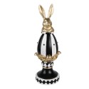 Clayre & Eef Decorative Figurine Egg 13x12x34 cm Black White Plastic Rabbit
