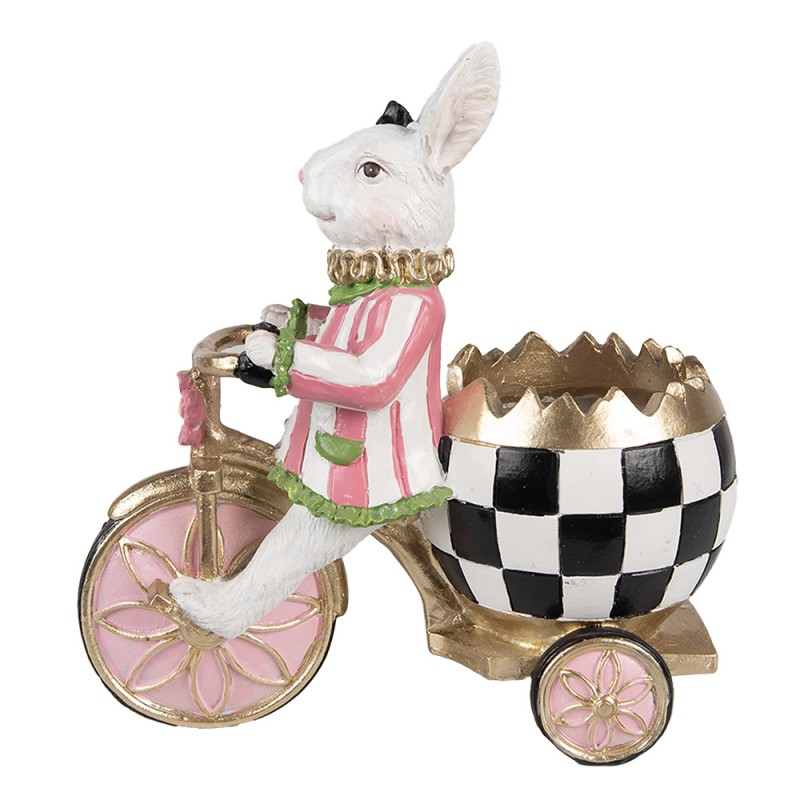 Clayre & Eef Decorative Figurine Rabbit 20x11x19 cm Pink White Plastic