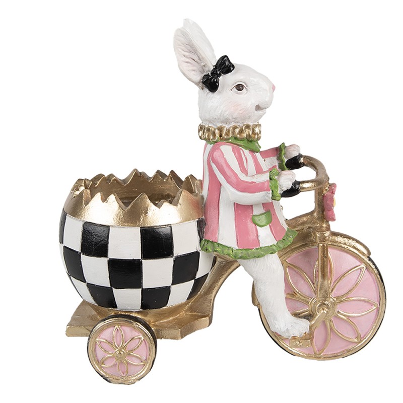 Clayre & Eef Decorative Figurine Rabbit 20x11x19 cm Pink White Plastic