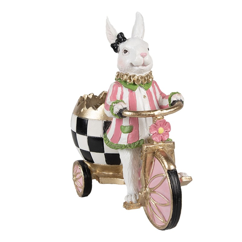 Clayre & Eef Decorative Figurine Rabbit 20x11x19 cm Pink White Plastic