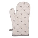 Clayre & Eef Oven Mitt 18x30 cm Beige Grey Cotton Hearts