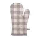 Clayre & Eef Oven Mitt 18x30 cm Beige Grey Cotton Hearts