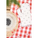 Clayre & Eef Oven Mitt 18x30 cm Beige Grey Cotton Hearts