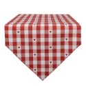 Clayre & Eef Chemin de table 50x160 cm Rouge Blanc Coton Coeurs carreaux