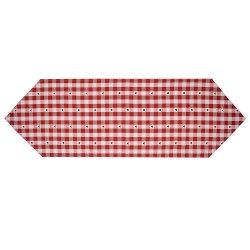 Clayre & Eef Tovaglia da tavolo 50x160 cm Rosso Bianco  Cotone Cuori quadri