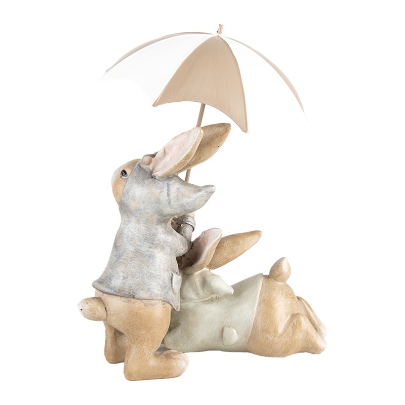 Clayre & Eef Statuetta decorativa Conigli 19x16x23 cm Beige Plastica