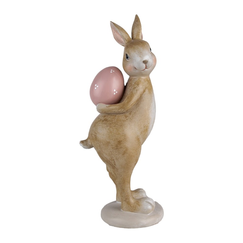 Clayre & Eef Figurine décorative Lapin 10x12x31 cm Beige Plastique