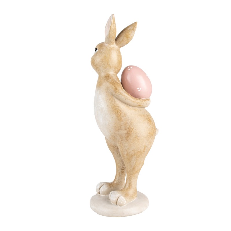 Clayre & Eef Figurine décorative Lapin 10x12x31 cm Beige Plastique