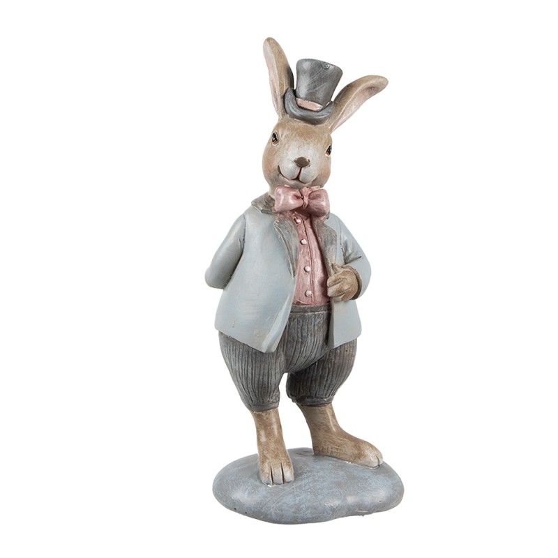 Clayre & Eef Statuetta decorativa Coniglio 19 cm Beige Blu  Plastica