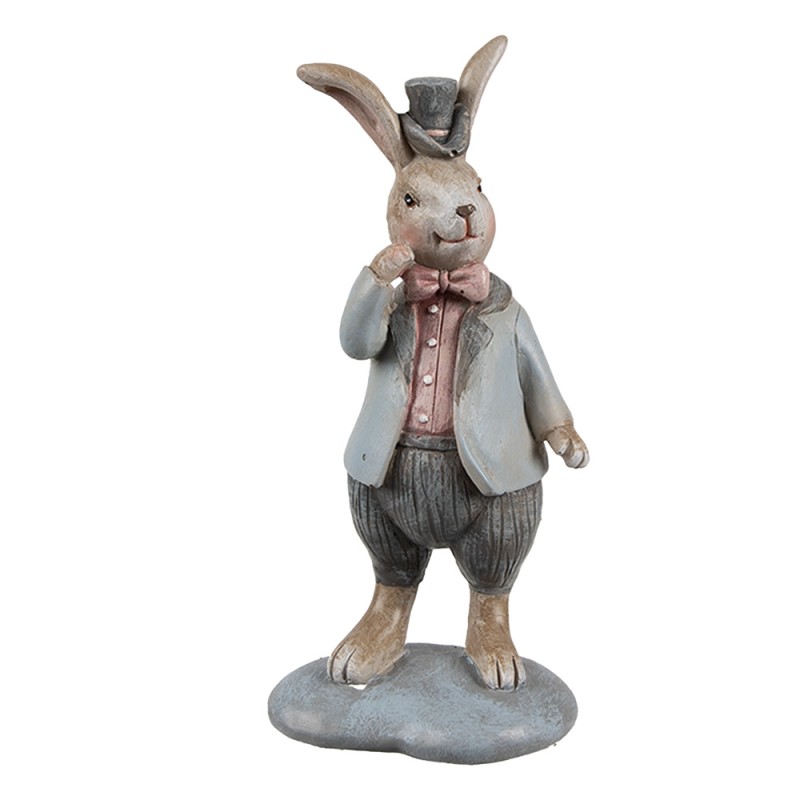 Clayre & Eef Statuetta decorativa Coniglio 13 cm Beige Blu  Plastica