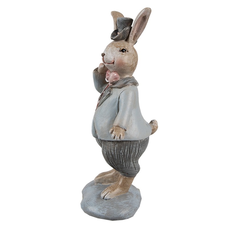 Clayre & Eef Statuetta decorativa Coniglio 13 cm Beige Blu  Plastica