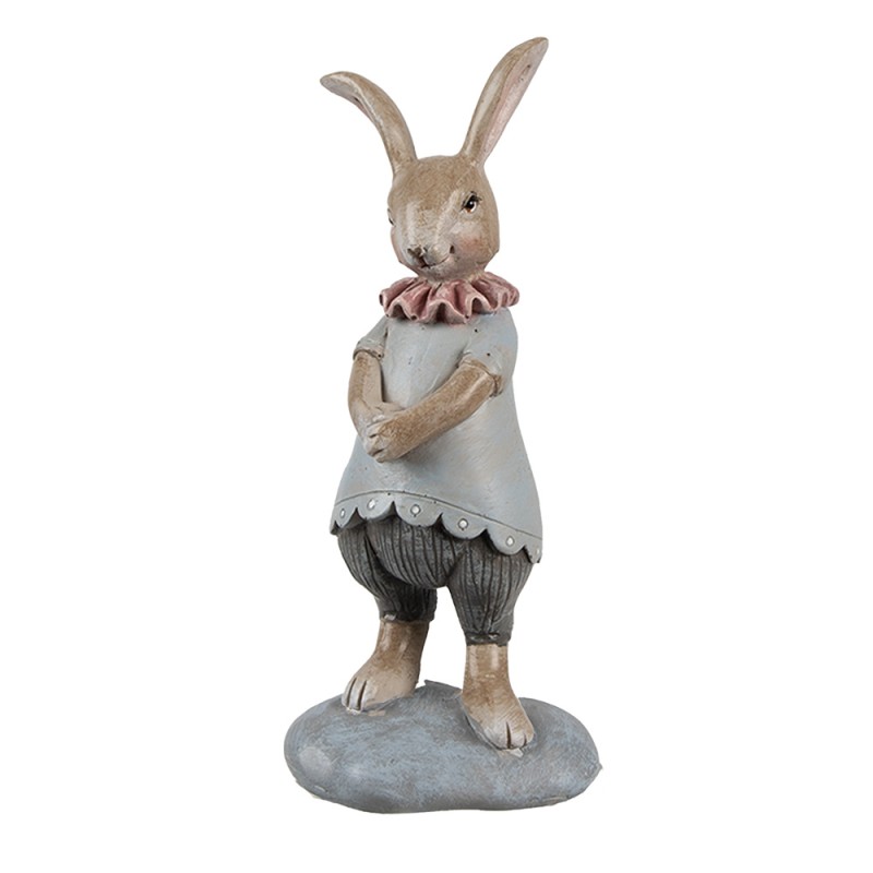Clayre & Eef Statuetta decorativa Coniglio 13 cm Beige Blu  Plastica