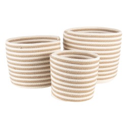 Clayre & Eef Panier de rangement set de 3 Ø 26 Ø 26 Ø 19 cm Beige Marron Zostère Rond