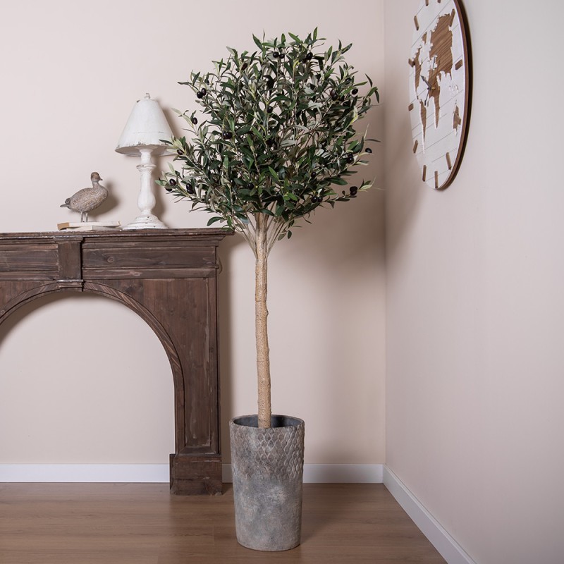Clayre & Eef Planter Ø 24x39 cm Grey Stone Round