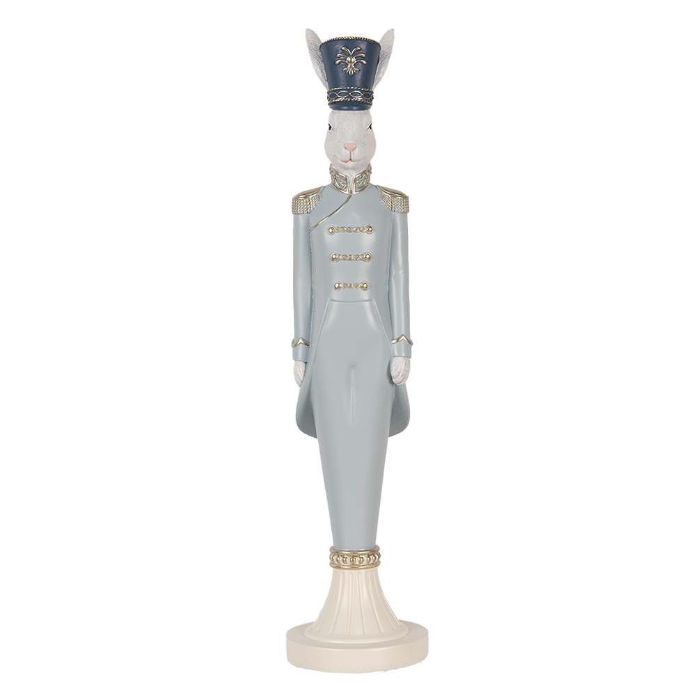 Clayre & Eef Decoratie Beeld Konijn 45 cm Wit Blauw Kunststof afbeelding 1