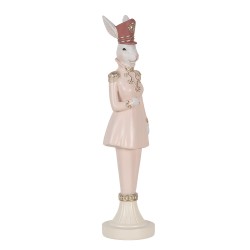 Clayre & Eef Dekorationsfigur Kaninchen 35 cm Weiß Rosa Kunststoff
