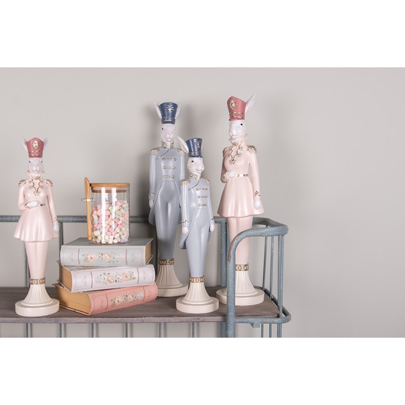 Clayre & Eef Statuetta decorativa Coniglio 35 cm Bianco Rosa  Plastica