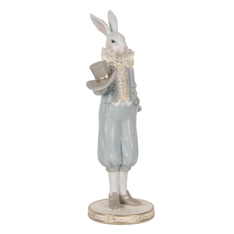 Clayre & Eef Figurine décorative Lapin 31 cm Blanc Bleu Plastique