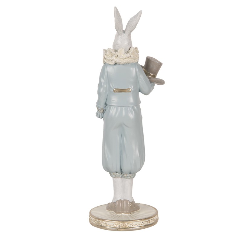 Clayre & Eef Figurine décorative Lapin 31 cm Blanc Bleu Plastique