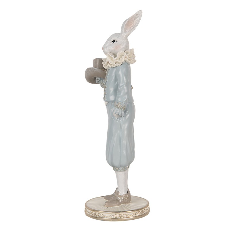Clayre & Eef Figurine décorative Lapin 31 cm Blanc Bleu Plastique
