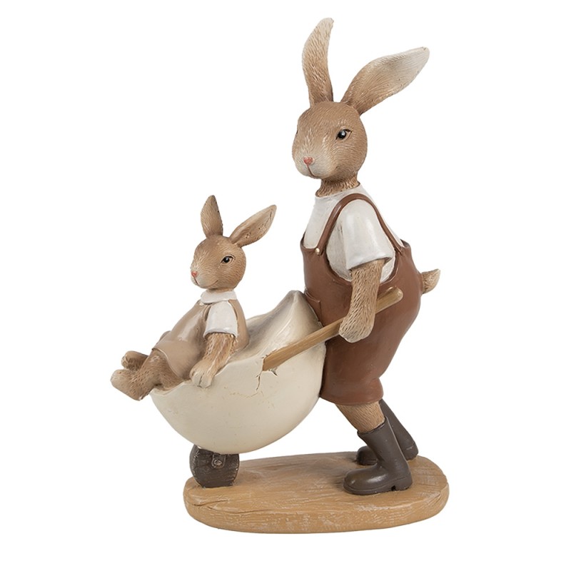 Clayre & Eef Statuetta decorativa Conigli 15x7x21 cm Marrone Beige Plastica