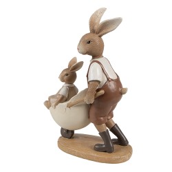 Clayre & Eef Statuetta decorativa Conigli 15x7x21 cm Marrone Beige Plastica