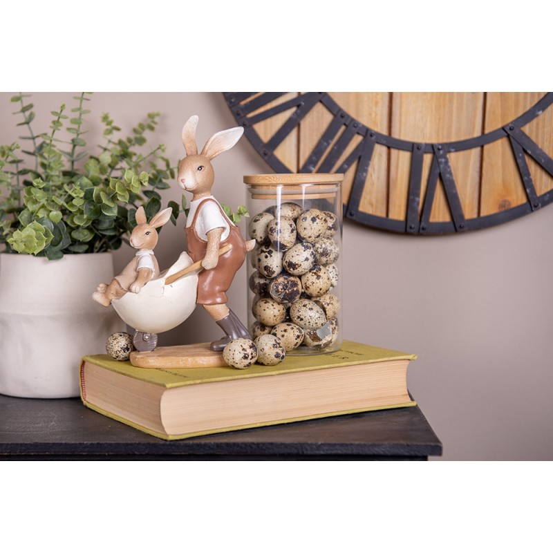 Clayre & Eef Statuetta decorativa Conigli 15x7x21 cm Marrone Beige Plastica
