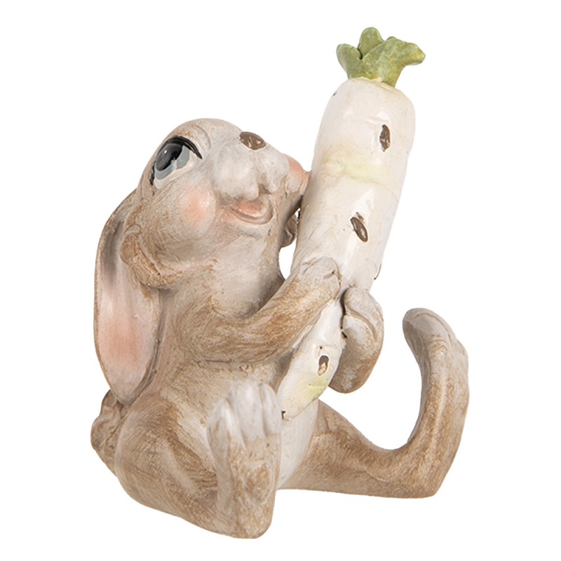 Clayre & Eef Figurine décorative Lapin 6x5x7 cm Beige Plastique