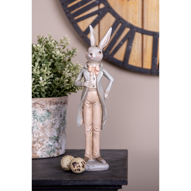 Clayre & Eef Statuetta decorativa Coniglio 24 cm Beige Plastica