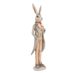 Clayre & Eef Decoratie Beeld Konijn 17 cm Beige Kunststof
