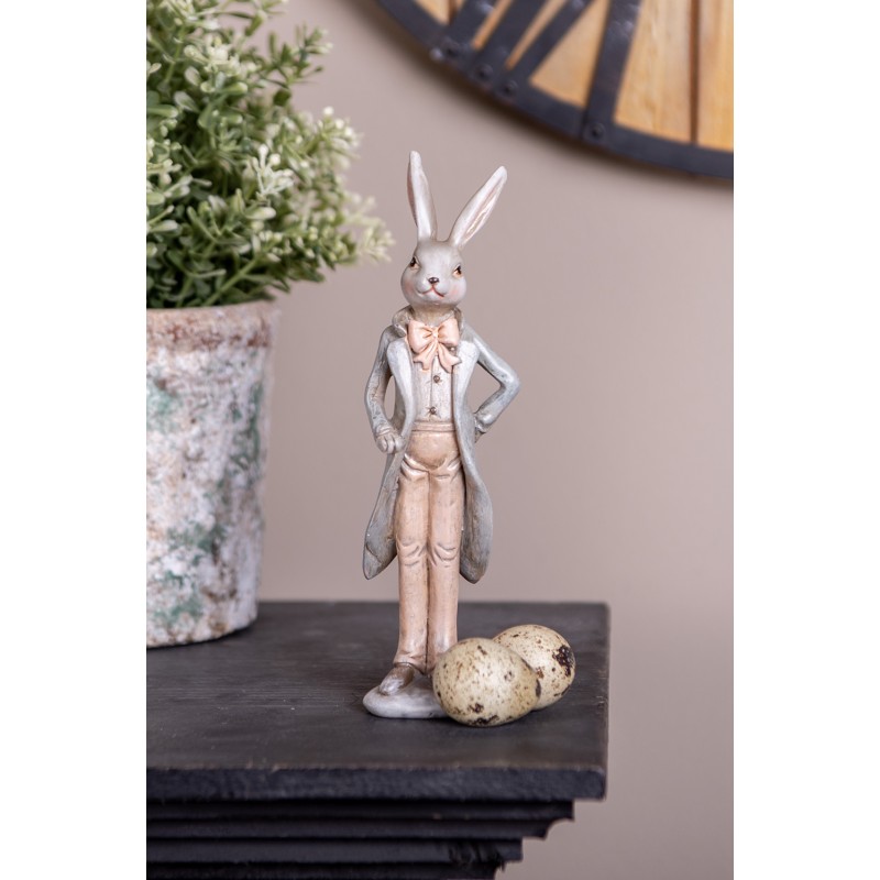 Clayre & Eef Dekorationsfigur Kaninchen 17 cm Beige Kunststoff
