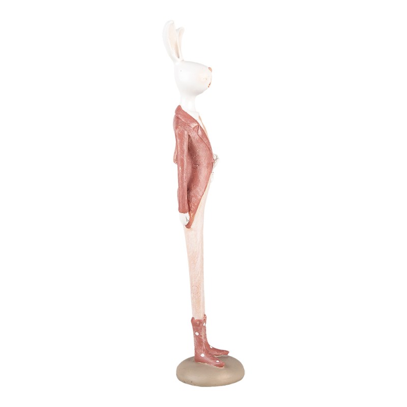Clayre & Eef Decorative Figurine Rabbit 22 cm White Pink Plastic