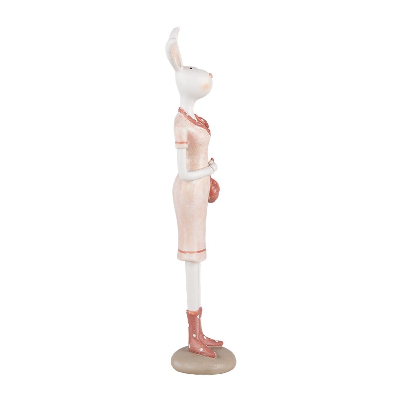 Clayre & Eef Statuetta decorativa Coniglio 22 cm Bianco Rosa  Plastica