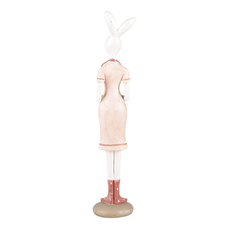 Clayre & Eef Statuetta decorativa Coniglio 22 cm Bianco Rosa  Plastica