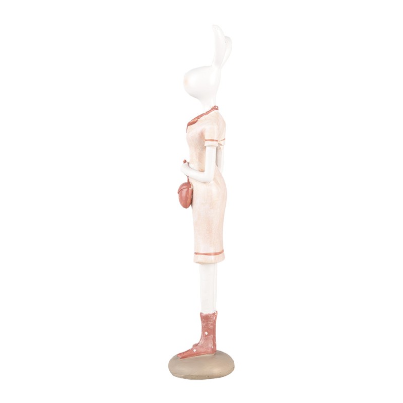 Clayre & Eef Statuetta decorativa Coniglio 22 cm Bianco Rosa  Plastica