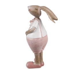 Clayre & Eef Figurine décorative Lapin 11 cm Beige Rose Plastique