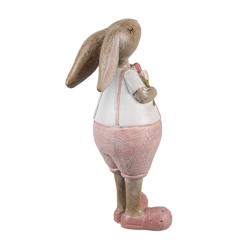 Clayre & Eef Figurine décorative Lapin 11 cm Beige Rose Plastique