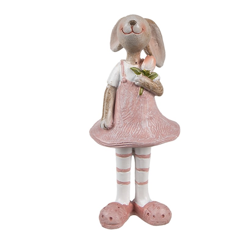 Clayre & Eef Statuetta decorativa Coniglio 11 cm Beige Rosa  Plastica