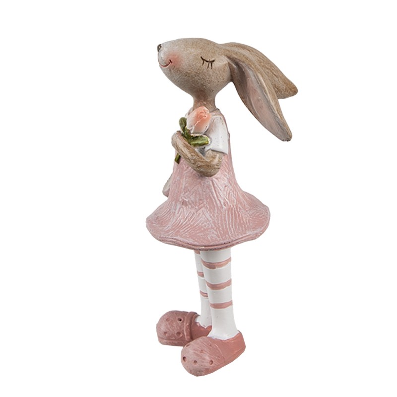 Clayre & Eef Statuetta decorativa Coniglio 11 cm Beige Rosa  Plastica