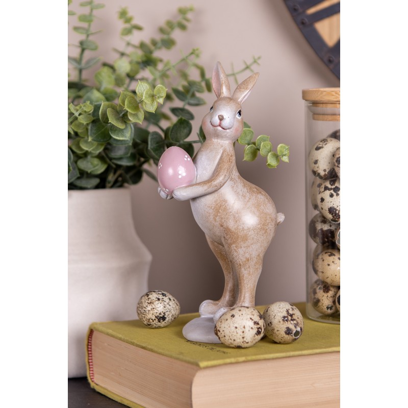 Clayre & Eef Statuetta decorativa Coniglio 18 cm Beige Plastica