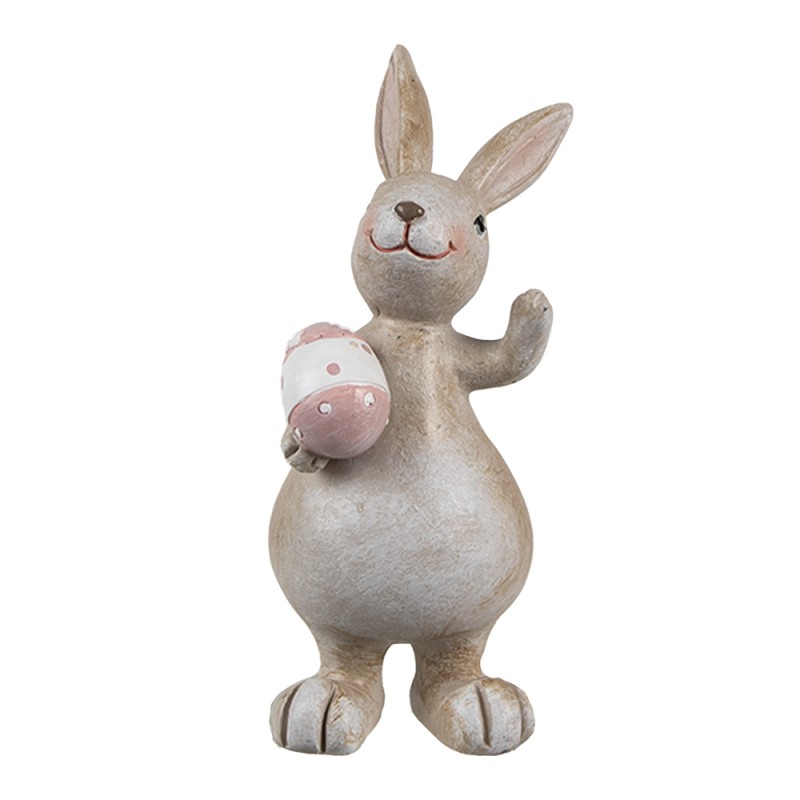 Clayre & Eef Figurine décorative Lapin 5x4x11 cm Beige Plastique