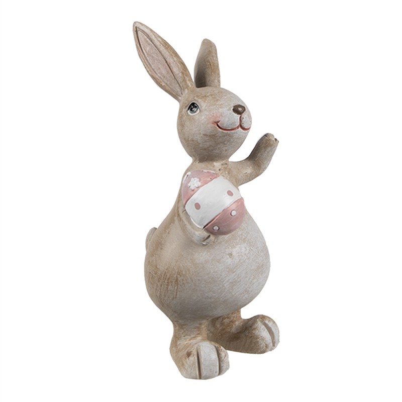 Clayre & Eef Figurine décorative Lapin 5x4x11 cm Beige Plastique
