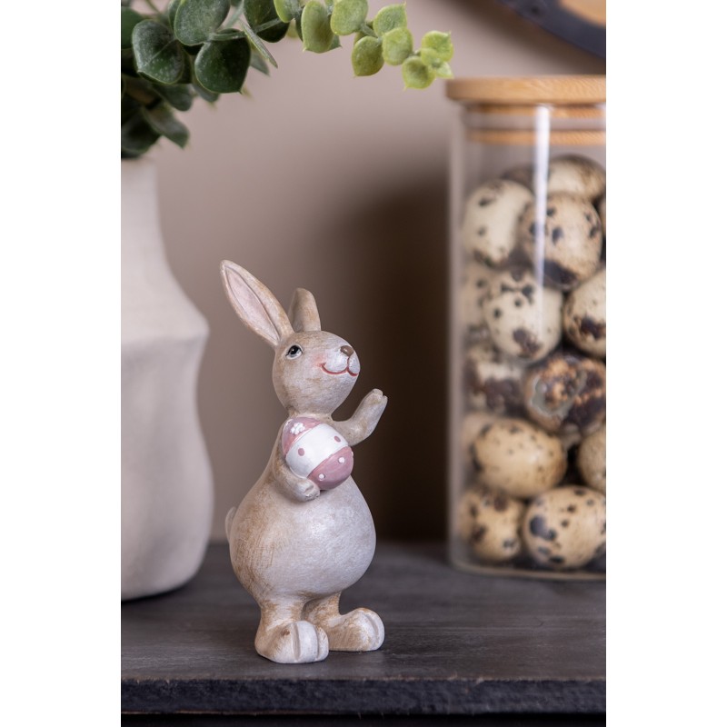 Clayre & Eef Figurine décorative Lapin 5x4x11 cm Beige Plastique