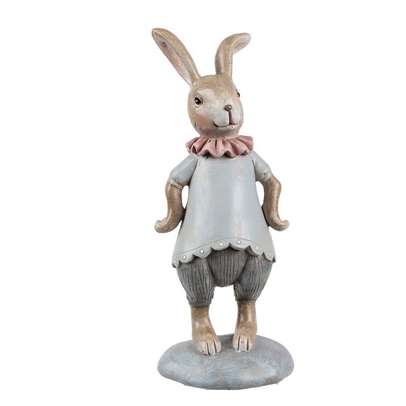 Clayre & Eef Dekorationsfigur Kaninchen 19 cm Beige Blau Kunststoff