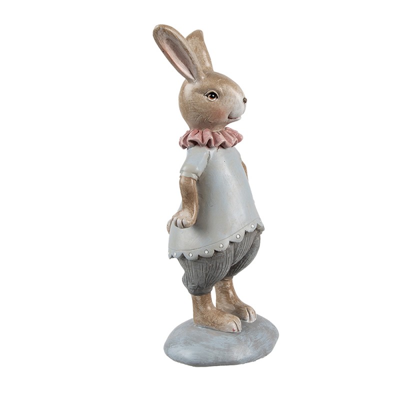 Clayre & Eef Dekorationsfigur Kaninchen 19 cm Beige Blau Kunststoff
