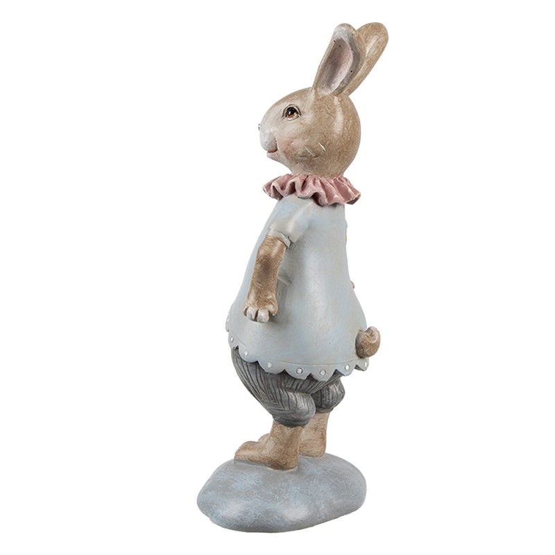 Clayre & Eef Dekorationsfigur Kaninchen 19 cm Beige Blau Kunststoff