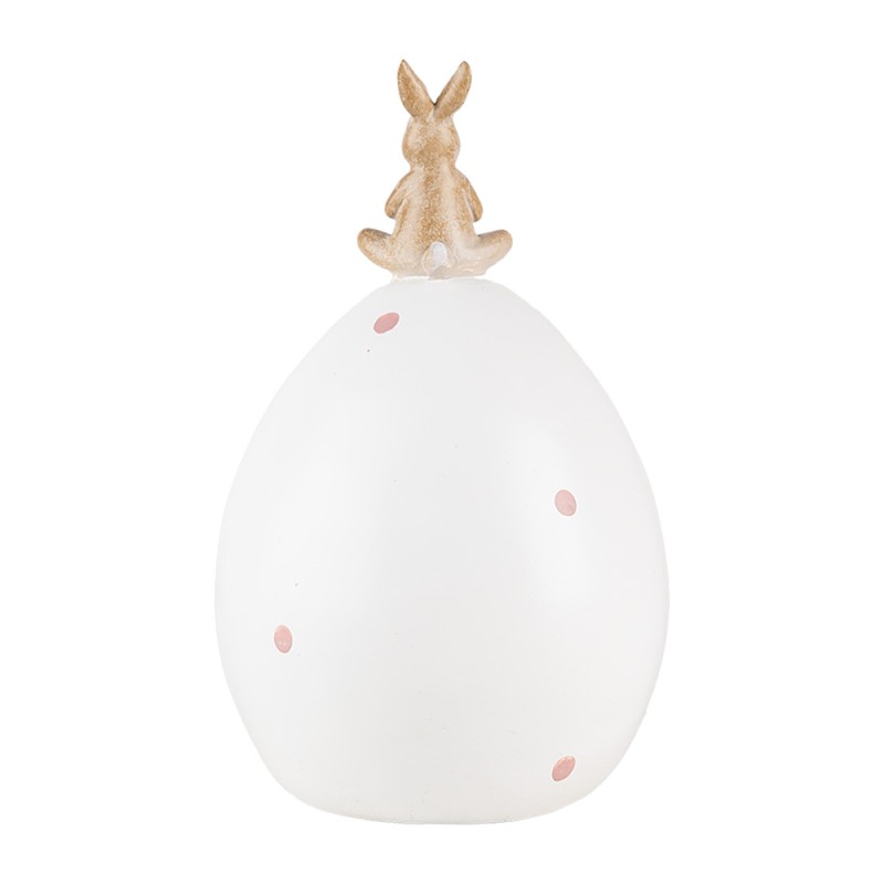 Clayre & Eef Figurine décorative Lapin Ø 10x16 cm Blanc Plastique
