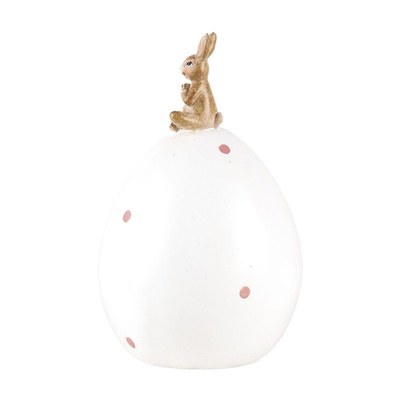 Clayre & Eef Figurine décorative Lapin Ø 10x16 cm Blanc Plastique