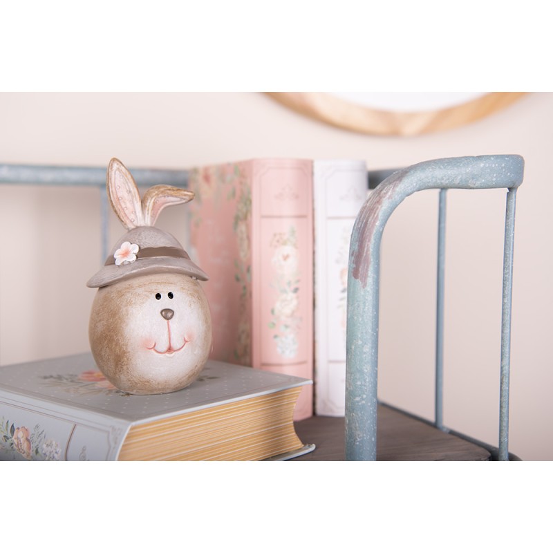 Clayre & Eef Figurine décorative Lapin Ø 7x13 cm Beige Marron Plastique
